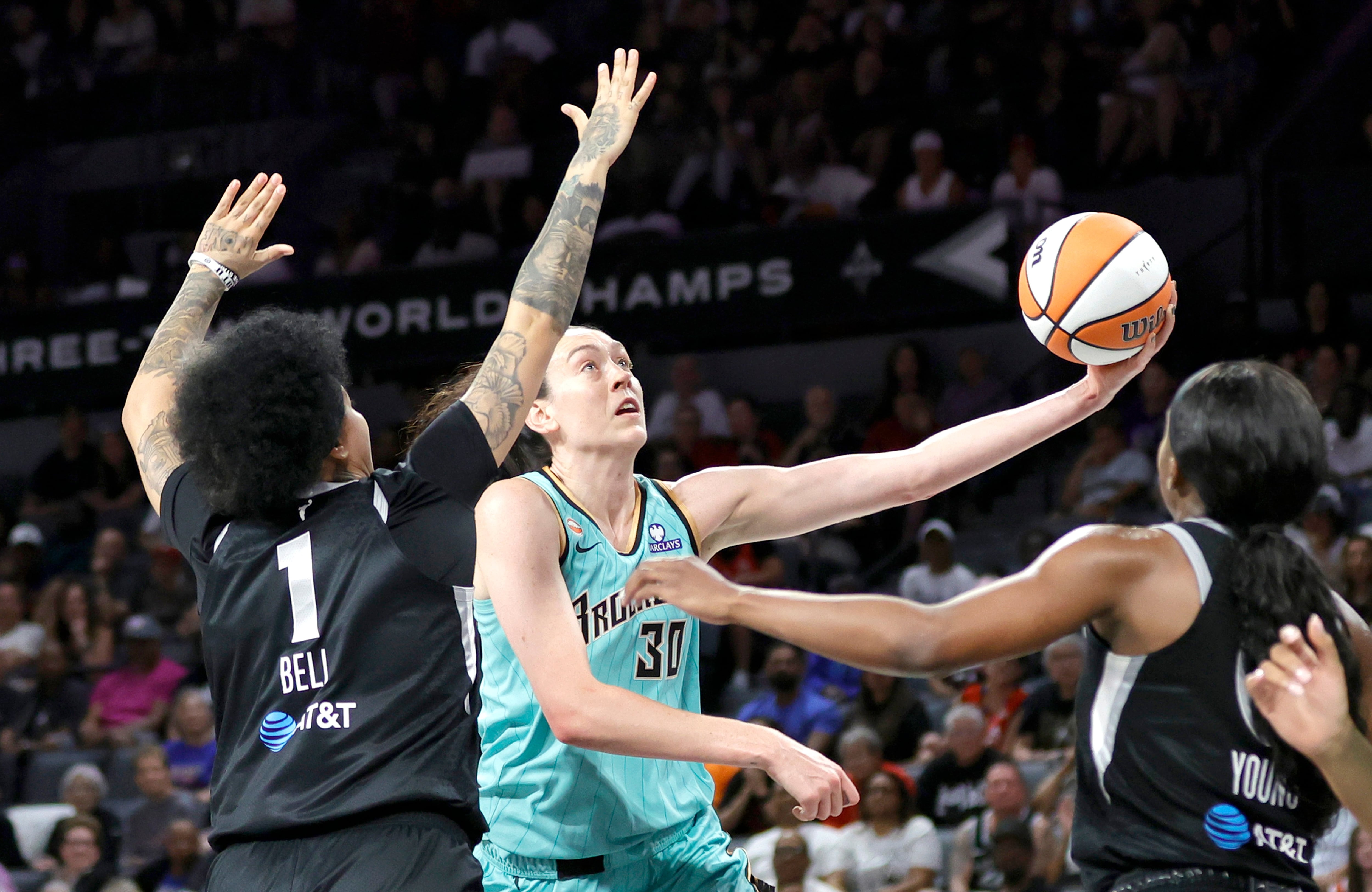 Liberty beat Aces 87-76 behind Breanna Stewart and Sabrina Ionescu