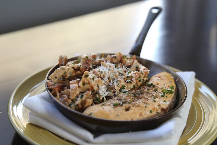 The spicy mini-omelette with chef-foraged chicken of the woods mushrooms at Helm Rittenhouse.