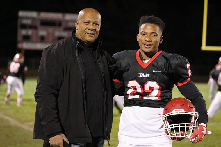 Lenape star running back JoJo Kellum and his legal guardian, Sam Hoggs.