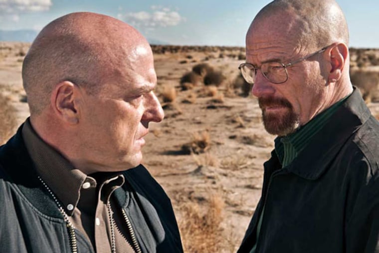Dean Norris as Hank Schrader, left, and Bryan Cranston as Walter White in "Breaking Bad." (AP Photo/AMC, Frank Ockenfels)