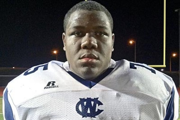 West Catholic's Jaryd Jones-Smith said he has bench-pressed 275 pounds and squatted 325. (Rick O'Brien/Staff)
