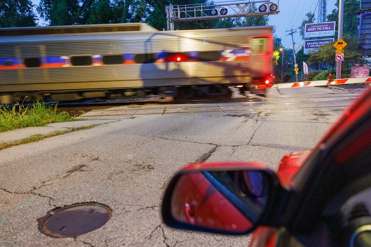 SEPTA regional rail Norristown Line passing School House Lane, Philadelphia, Friday, September 5, 2025.