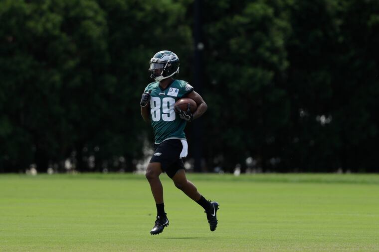 Eagles receiver Greg Ward had to be carted off after taking a hard fall on Thursday.