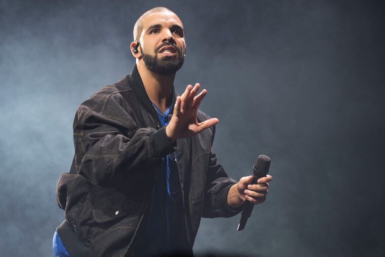 Drake onstage in Toronto in 2016. The Canadian rapper bring his "It's All a Blur" tour with 21 Savage to Wells Fargo Center on Monday and Tuesday. (Photo by Arthur Mola/Invision/AP, File)