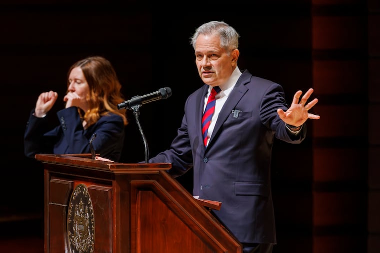 Philadelphia District Attorney Larry Krasner was sworn in to a third term in office on Monday.