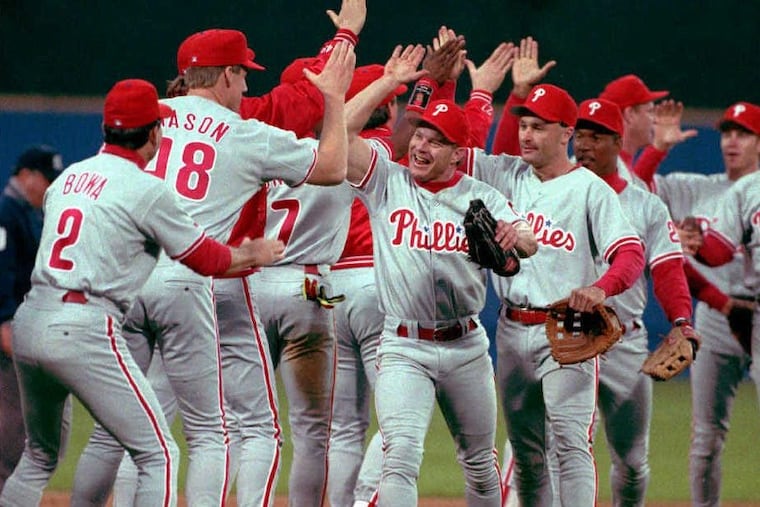 Lenny Dykstra is the center of attention as the Phillies celebrate a win in Game 5 of the 1993 NLCS. As the Phillies celebrate the 25th anniversary of a team with a knack for late-inning comebacks, their game-saving defensive miracles and a chip-on-the-shoulder intensity, we look back at the crew that offers a sobering lesson on the ruthlessness of time.