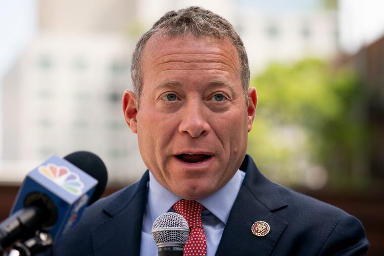Rep. Josh Gottheimer, D-N.J., speaks during a news conference in August in New York.