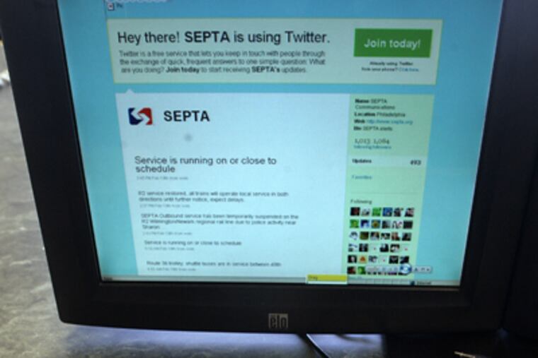 SEPTA will launch a Twitter.com account on Friday. Travelers will be able to “follow” SEPTA on Twitter to obtain travel alerts. (Bonnie Weller / Staff Photographer)