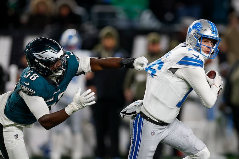 Jalyx Hunt and the Eagles defense were responsible for one of Jared Goff's worst games as a Lion.