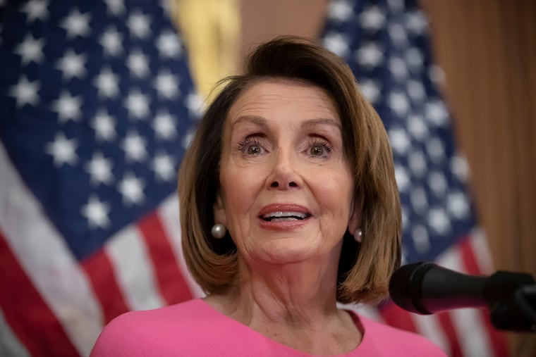 FILE - In this Nov. 7, 2018 file photo, House Minority Leader Nancy Pelosi, D-Calif., meets with reporters on the day after the midterm elections as Democrats took back the House with a surge of fresh new candidates and an outpouring of voter enthusiasm ending eight years of Republican control, in Washington. House Speaker Pelosi is being honored with the 2019 John F. Kennedy Profile in Courage Award on Sunday evening, May 19, 2019. Pelosi is being recognized for her efforts to pass former President Barack Obama's 2010 health care law and for helping Democrats reclaim control of the U.S. House during last year's elections. (AP Photo/J. Scott Applewhite, File)