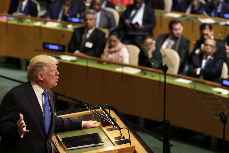 President Trump addressing the U.N. General Assembly Tuesday in New York.