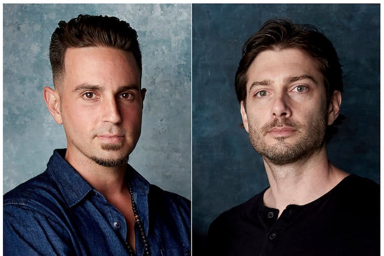 This combination photo shows Wade Robson, left, and James Safechuck who appear in the Michael Jackson documentary "Leaving Neverland," during the Sundance Film Festival in Park City, Utah. Three Michael Jackson fan clubs in France are suing Robson and Safechuck, who accuse the singer of sexual abuse in the documentary. A hearing in the case was held Thursday, July 4, 2019, in a court in the French city of Orleans. (Photo by Taylor Jewell / Invision / AP)