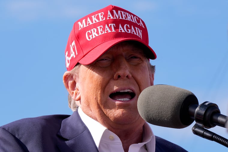 Republican presidential candidate former President Donald Trump speaks at a campaign rally on March 16, 2024, in Vandalia, Ohio.