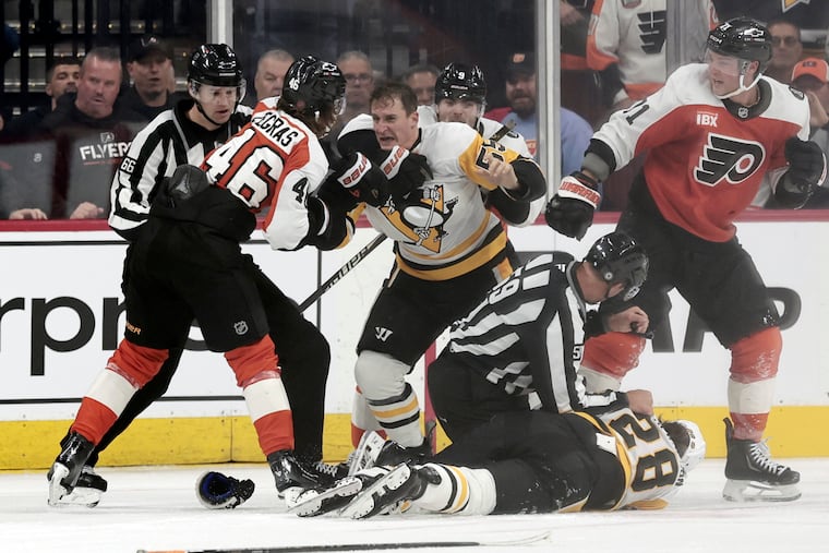 Flyers forward Trevor Zegras even got involved in his first Keystone State Rivalry game.