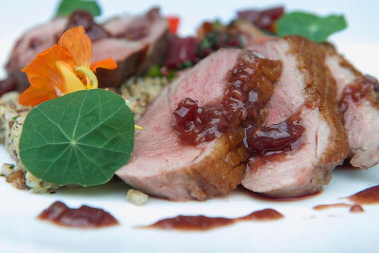 The duck entree at The Red Store in Cape May. (MICHAEL PRONZATO/Staff Photographer)