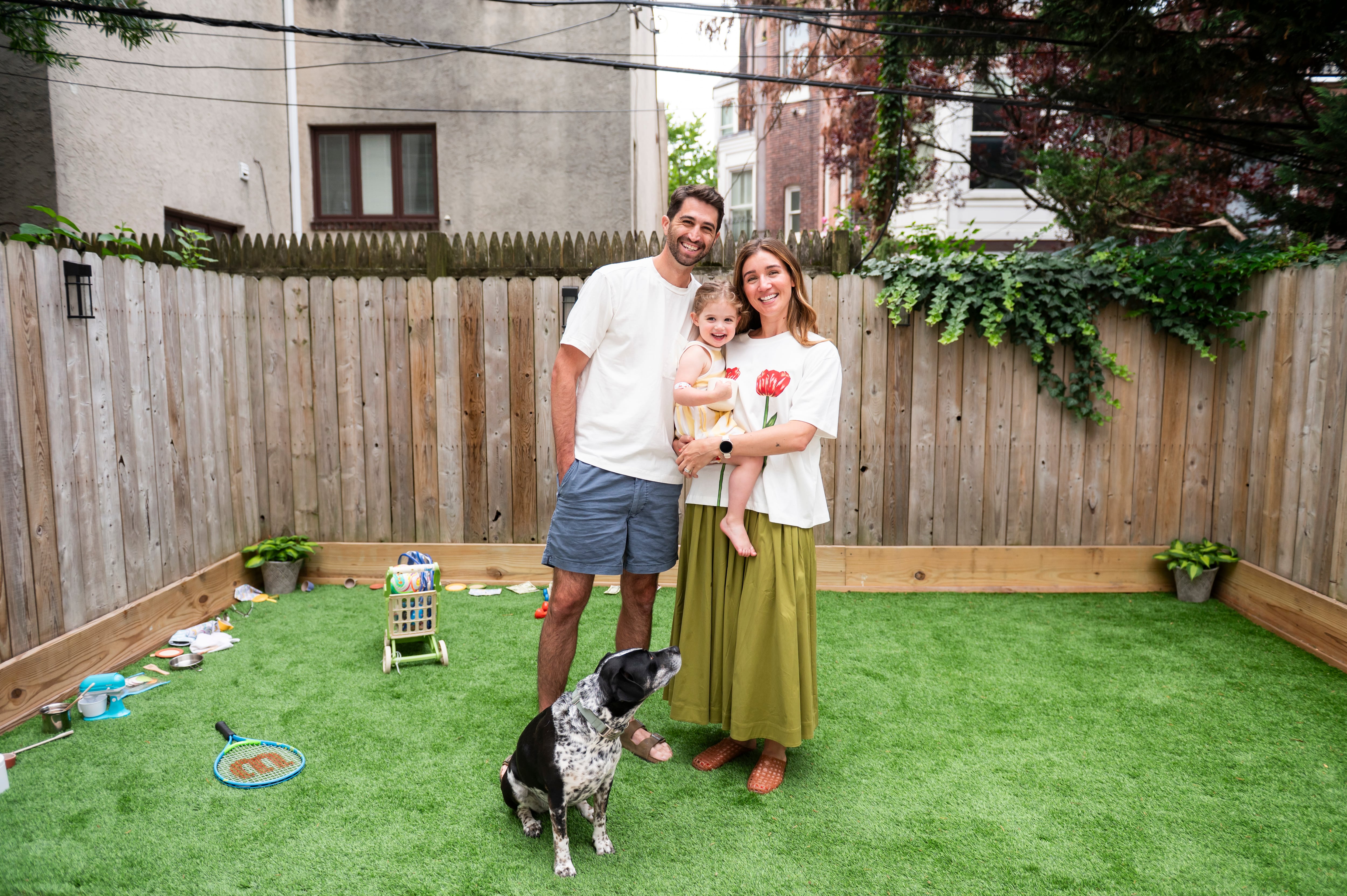 Their Spring Garden backyard was all brick. They replaced it with kid-friendly play space.
