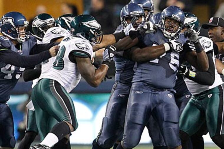 Trent Cole was fined $7,500 for his actions in last week's game against the Seahawks. (Ron Cortes/Staff Photographer)