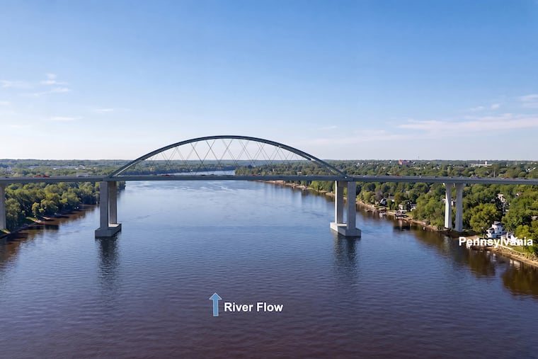 Rendering of the bridge the Pennsylvania Turnpike and New Jersey Turnpike want to build to replace the 70-year-old span that links the two toll roads in between Bristol, Pa. and Florence, N.J.