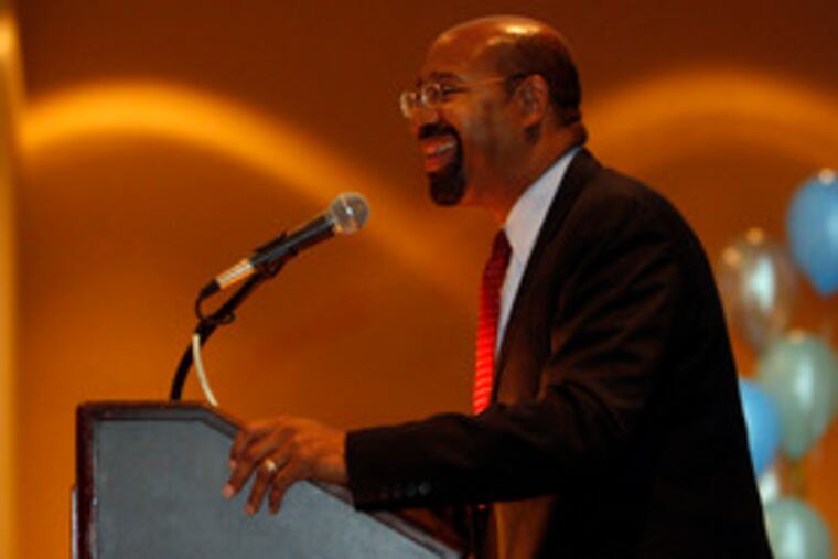 "There will be no need to put any devices in the mayor's office," Mayor-elect Michael Nutter told a crowd at the Convention Center.