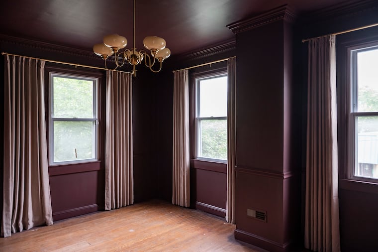 One of the bedrooms on the second floor of Alfaro and Taveira’s home in Palmyra.