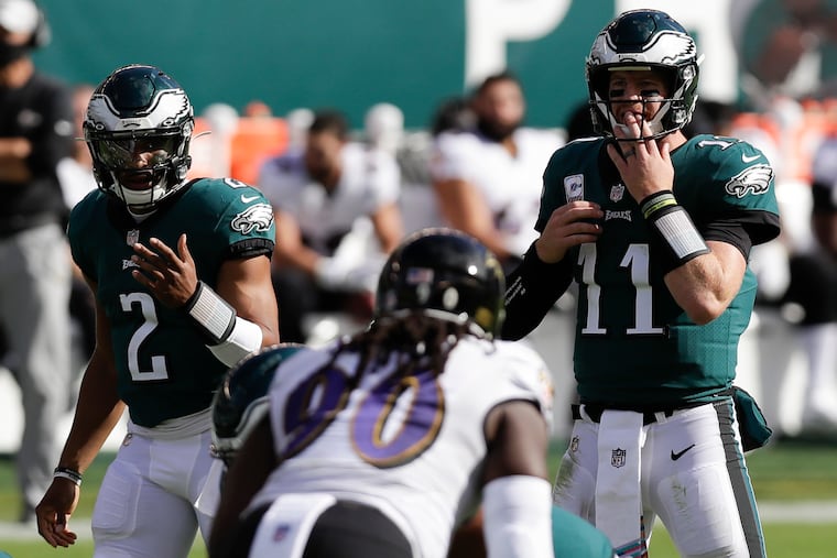 Could the next step for rookie QB Jalen Hurts (2) be running an entire series?