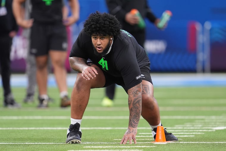 The Eagles showed significant interest in the tight ends and offensive linemen at the combine, including offensive tackle Kadyn Proctor.