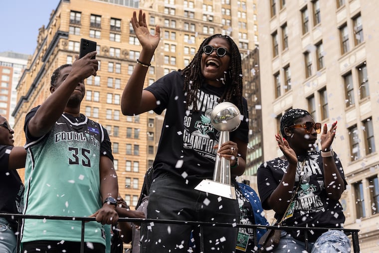 Members of the New York Liberty, including Jonquel Jones, during the WNBA basketball championship parade on Oct. 24, 2024, in New York. Philadelphia is ready for a WNBA team, writes Roman White.