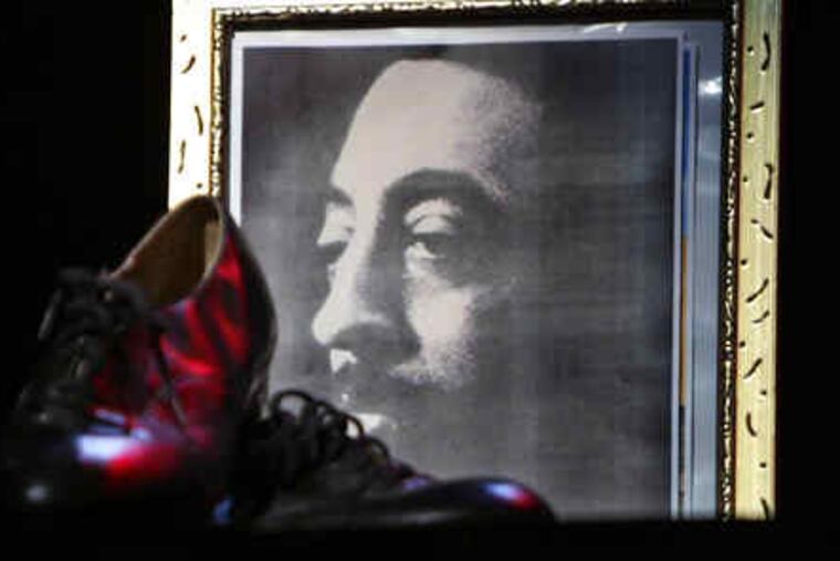 A portrait of Gregory Hines, the tap shoes of Savion Glover. "Thank You Gregory: A Tribute to the Legends of Tap" salutes how Hines brought tappers together.