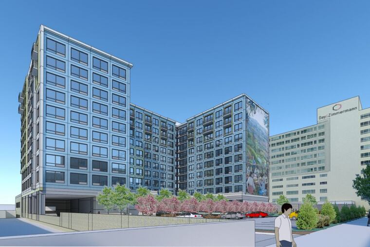 Artist’s rendering of first phase of the Hamilton apartment complex on a Community College of Philadelphia-owned lot at 440 N. 15th St.