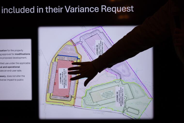 John Miller, an organizer with One Circle Community Coalition, shows a variance request while describing plans to oppose converting a warehouse into an ICE detention facility last month.