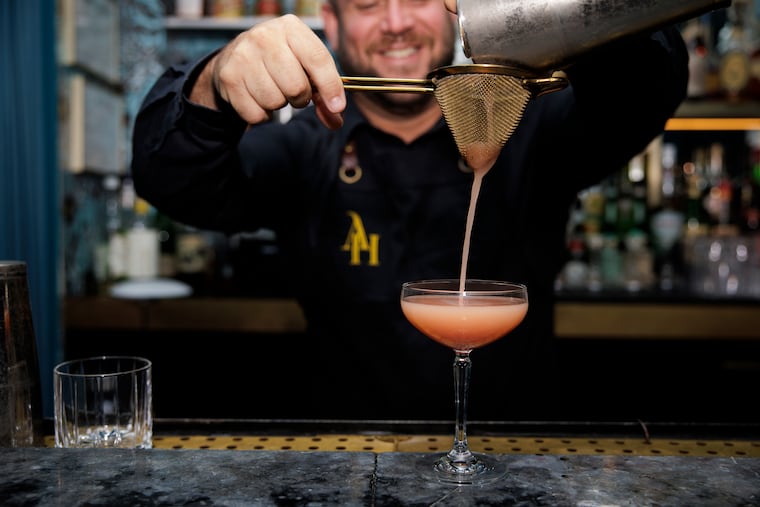 Lead bartender Patrick Jennings prepares a cocktail at Andra Hem on Wednesday, July 2, 2025 in Philadelphia.