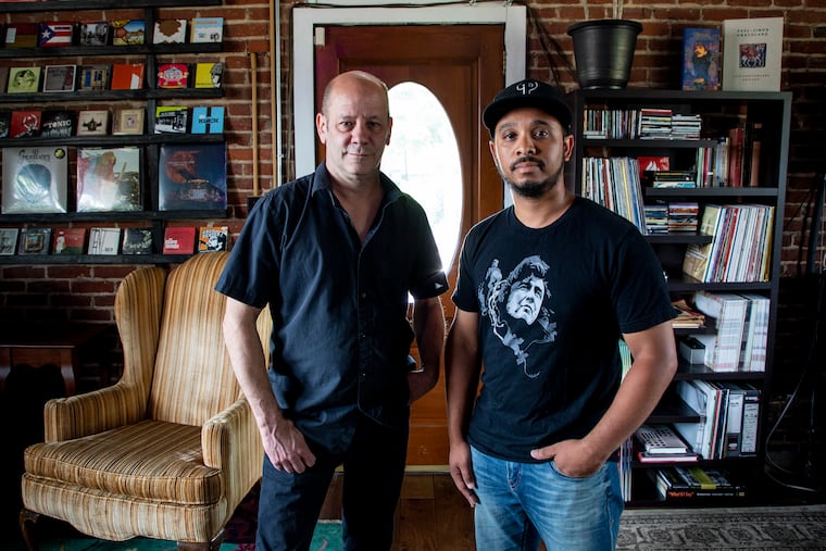 Owners Louis Marks, left, and Fabian Brown, right, natives from Collingswood, Nj., are celebrating the 20th anniversary of Ropeadope records Wednesday afternoon on June 5, 2019. The two have been working together for about four years together, but Marks has been a part of Ropeadope records since 2001 and gained ownership in 2006. "What motivates me to work for these artists is that they are taking risks and putting themselves out there," Marks said. "They're taking their interpretations of the troubles of the world and turning into something beautiful. The music itself just flows from there."