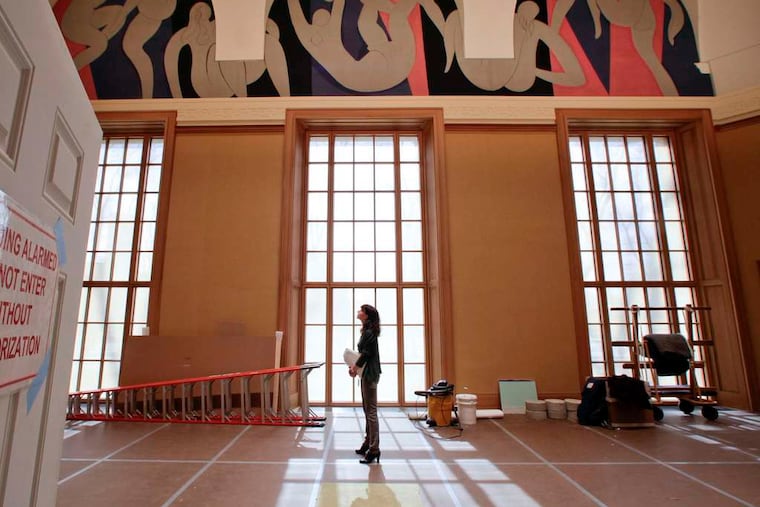 "The Dance," a three-panel mural by Henri Matisse at the Barnes. Dr. Albert C. Barnes' art theories considered color and composition of an artwork, and not narratives.