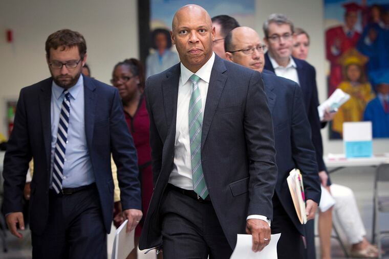 Philadelphia Public Schools Superintendent William R. Hite walks to the podium at the press conference at the school district headquarters. ( ALEJANDRO A. ALVAREZ / STAFF PHOTOGRAPHER )
