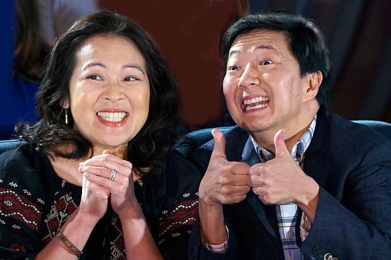 Suzy Nakamura, left, and Ken Jeong costar in ABC's new comedy, "Dr. Ken," in which Jeong plays a doctor, which he is in real life. The show premieres Friday. (Danny Feld/ABC)