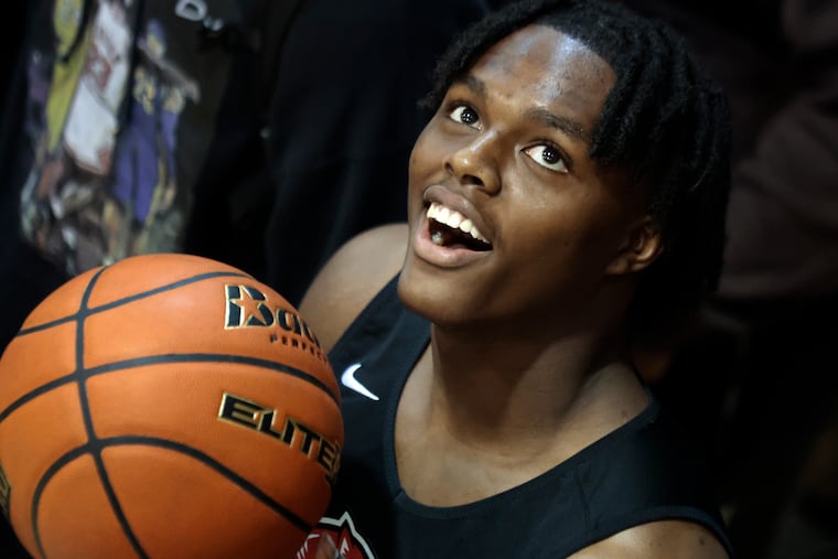Imhotep Charter's Ahmad Nowell during the Philly Live basketball event at Jefferson University.