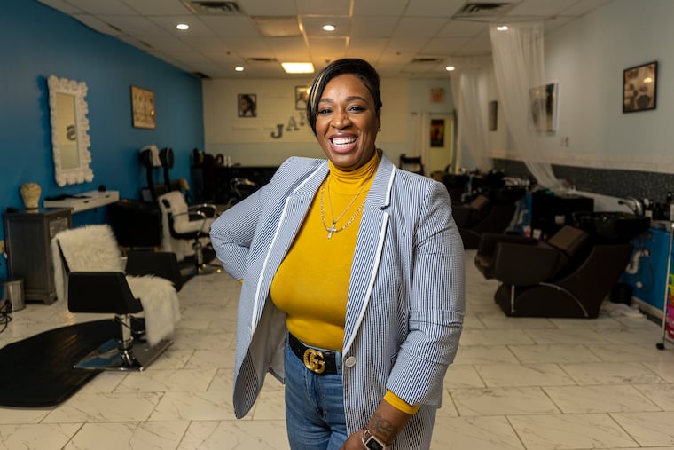 Atiya Johnson, 38, of Clementon, N.J., owner of Janas Hair Salon and Janas Cosmetology Academy. The business was chosen to get a $50,000 grant from Beyoncé's charity organization, BeyGOOD.