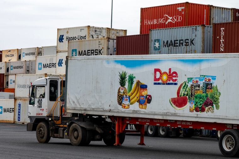 A Dole truck at the Packer Avenue Marine Terminal in South Philadelphia on April 10, 2025. Philadelphia is the largest port in the U.S. for imported fruit.