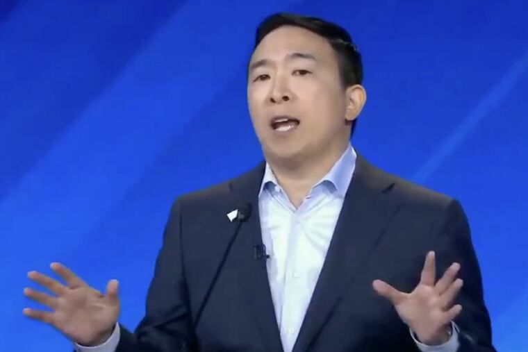 Presidential candidate Andrew Yang used his opening statement to announce he would give 10 random families a total of $120,000 over the next year.