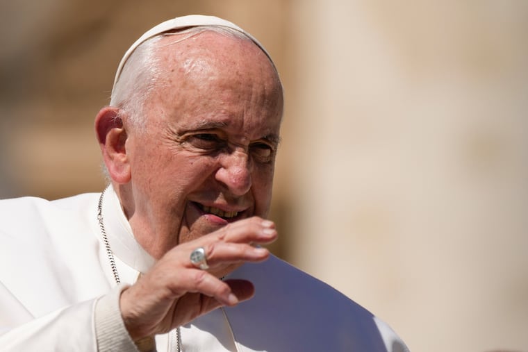 Pope Francis leaves at the end of his weekly general audience in St. Peter's Square at the Vatican on Wednesday.