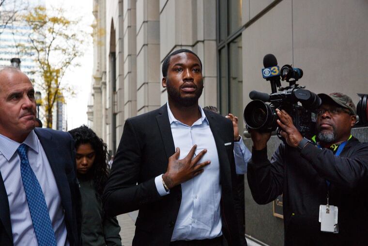 Meek Mill at the criminal justice center in Philadelphia, Monday, Nov. 6, 2017.