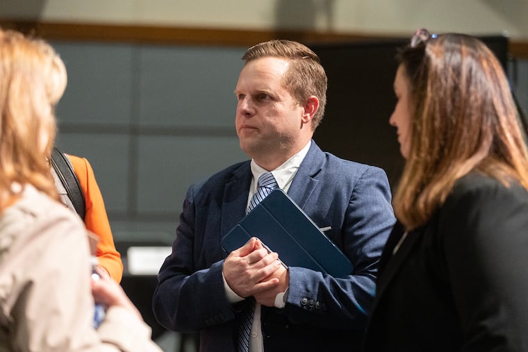 Steven Yanni, pictured here at a 2024 Central Bucks School District board meeting, was officially terminated Thursday by the board. He resigned last week for a job at Northwood Academy Charter School in Philadelphia.