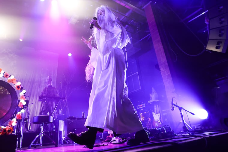Michelle Zauner of Japanese Breakfast performs while dressed as the scorcer Saruman from "The Lord of the Rings" at the Fillmore in Philadelphia on Tuesday, Oct. 31, 2023.