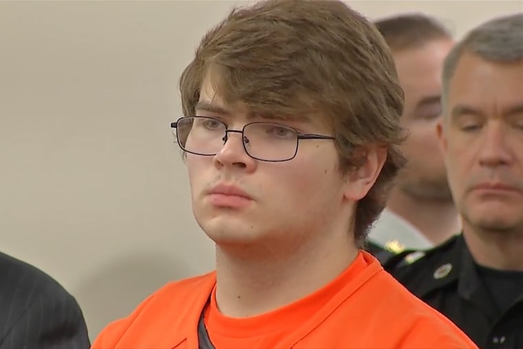 Payton Gendron listens on Wednesday as he is sentenced for killing 10 Black people at a Buffalo supermarket in May 2022.