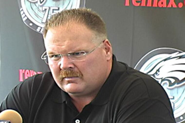 Eagles head coach Andy Reid answers questions during his first press conference at training camp on Friday.