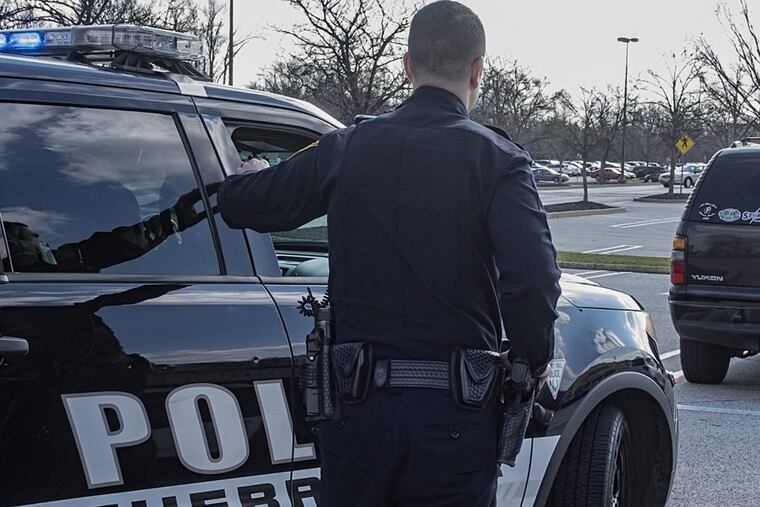 A Cherry Hill officer during a December 2016 traffic stop.