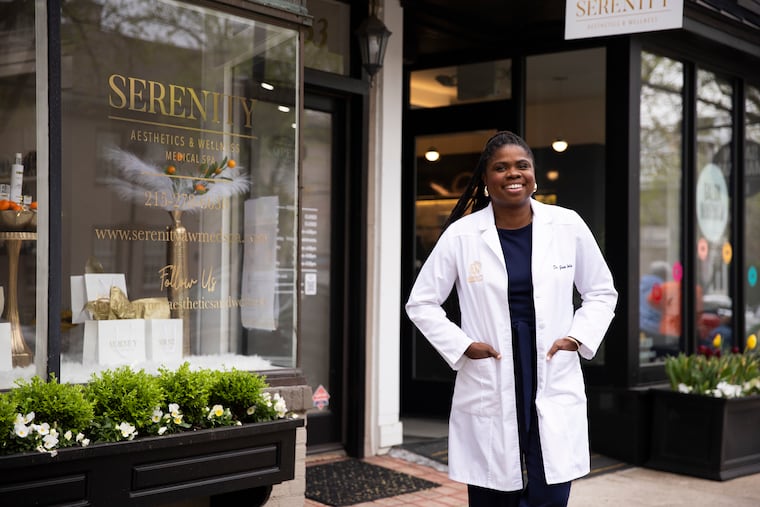 Owner Gina Charles poses for a portrait at Serenity Aesthetics & Wellness Medical Spa on Germantown Avenue in Philadelphia, Pa., on Thursday, April 18, 2024.