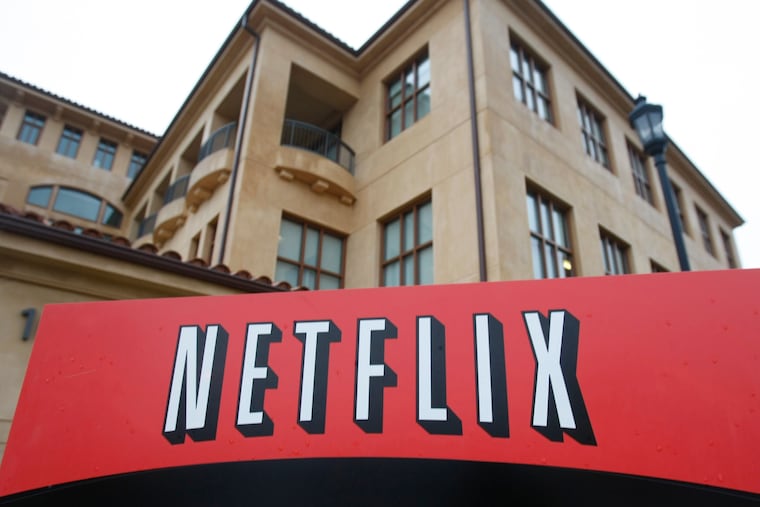This photo shows the company logo and view of Netflix headquarters in Los Gatos, Calif.