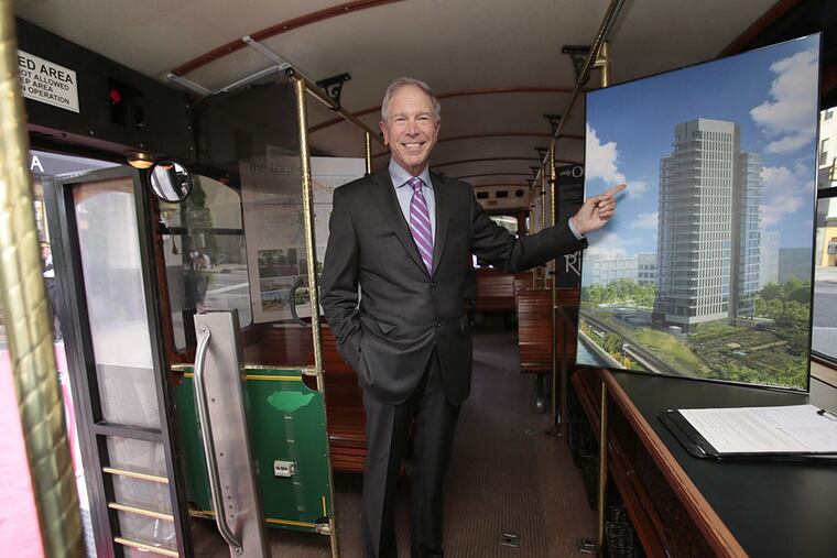 Developer Carl Dranoff on his new-sales trolley last year. The city needs to work on jobs and schools, the study says, to retain maturing millennials. ELIZABETH ROBERTSON / Staff Photographer