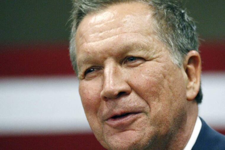 Republican presidential candidate Ohio Gov. John Kasich, speaks about his Super Tuesday primary results following a Central Mississippi Republican Party fund raising dinner in Jackson, Miss., Tuesday, March 1, 2016.